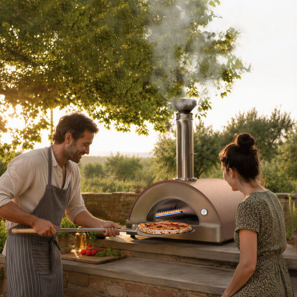 Forno Venetzia Pronto 225 Natural Gas Hybrid Pizza Oven in cappuccino
