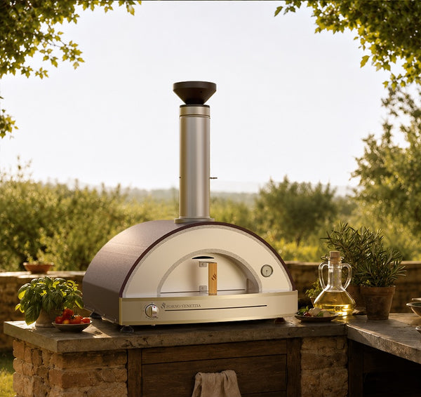 Forno Venetzia Pronto 225 Natural Gas Hybrid Pizza Oven in copper