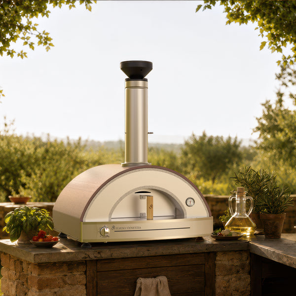 Forno Venetzia Pronto 225 Natural Gas Hybrid Pizza Oven in cappuccino