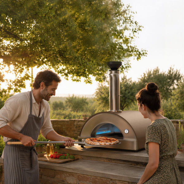 Forno Venetzia Pronto 225 Natural Gas Hybrid Pizza Oven in copper